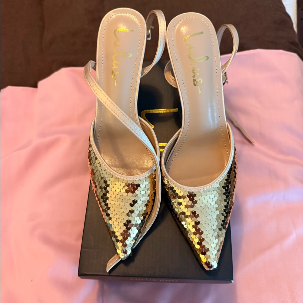 Lulu's Shimmering Gold Sequin Heels
